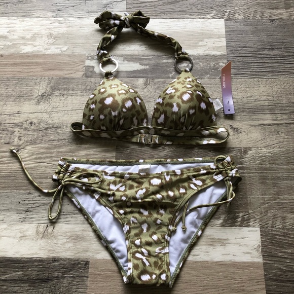 NWT Women’s Green Leopard Print 2 Piece Bikini - Picture 4 of 15
